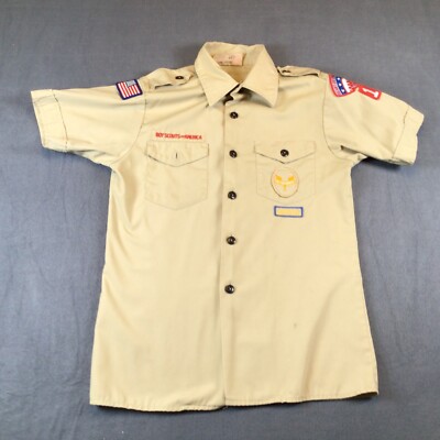 Boy Scouts Of America Youth Scout Shirt LG 14-16 Tan Short Sleeve Official Unifo