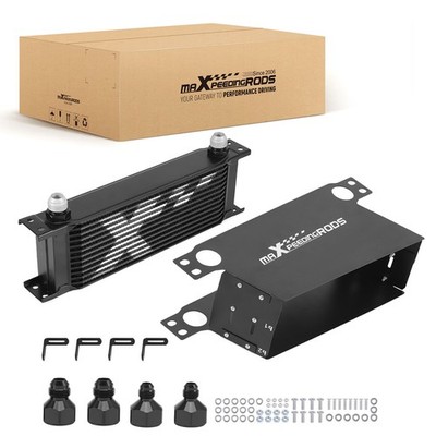 13 Row Transmission Oil Cooler Kit Universal 10 AN Aluminum Engine Cooler Black