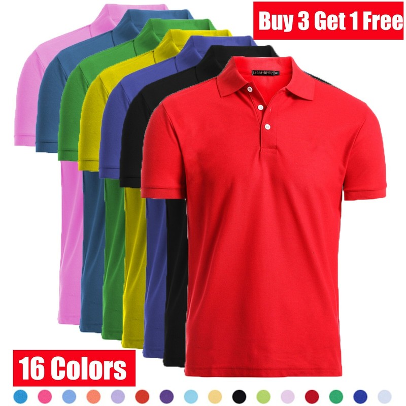 Men's Causal Cotton Polo Dri-Fit T Shirt Jersey Short Sleeve