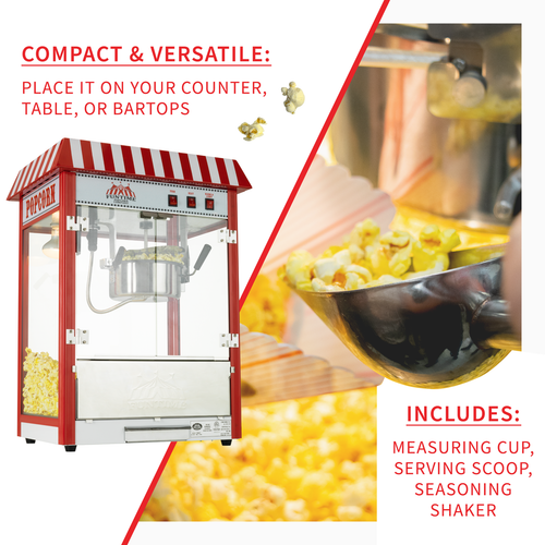 FunTime FT8000CP 8 OZ Commercial Carnival Bar Style Popcorn Popper Machine