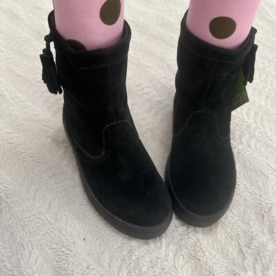 CROCS LODGEPOINT SUEDE PULL ON CROCBAND WINTER SNOW BOOT~Black~W 7 NWT