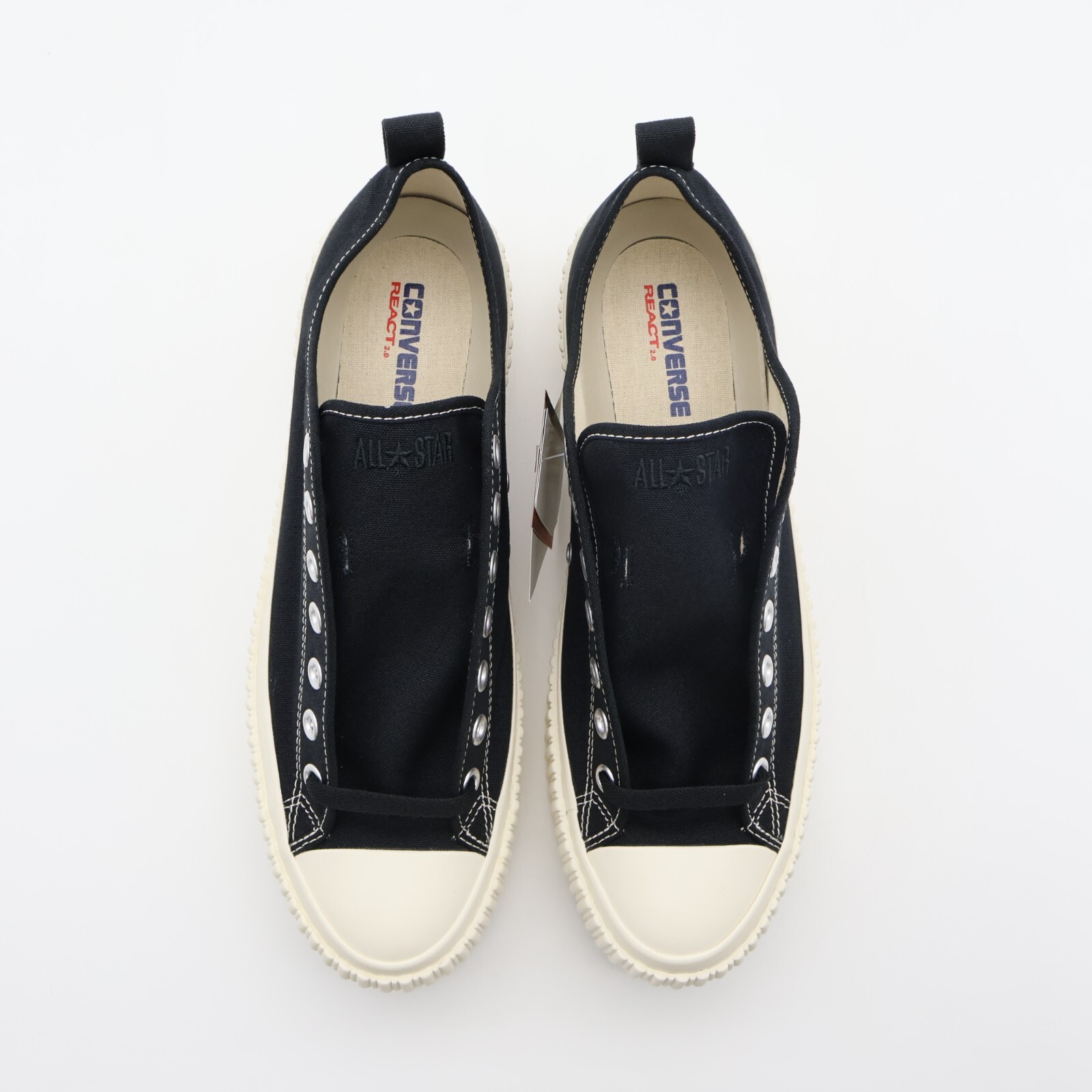 Pre-owned Converse 31310801  All Star R Lifted Ribtape Ox Black (men's)