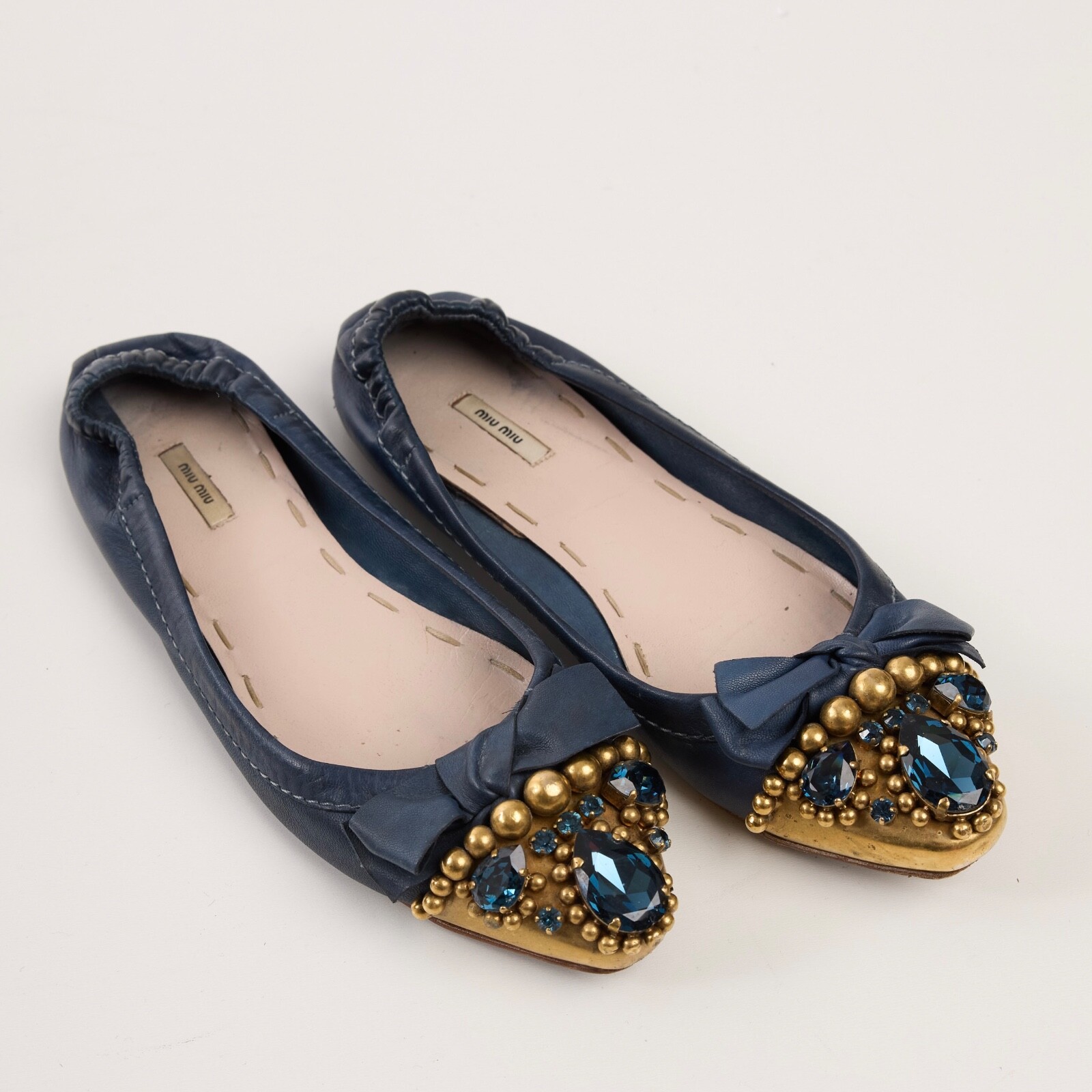 Miu Miu Blue Leather Ballet Flats Size EU 37 / US 7 | eBay