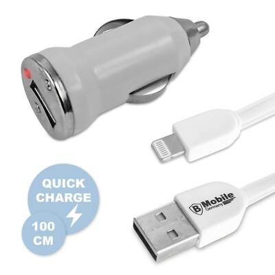 Kfz Ladeadapter + USB Lightning Flachbandkabel iPhone 6s 7 8 Plus X 11 SE 8pin