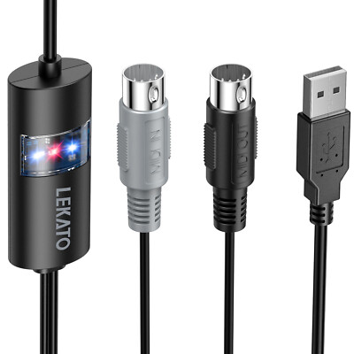 LEKATO MIDI Cable MIDI to USB Interface Midi Cable Input & Output Connecting