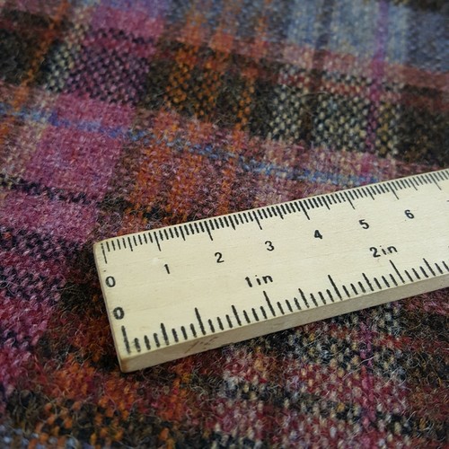 Vintage wool plaid fabric purple gray brown rust tartan 62 in wide x 1 yd