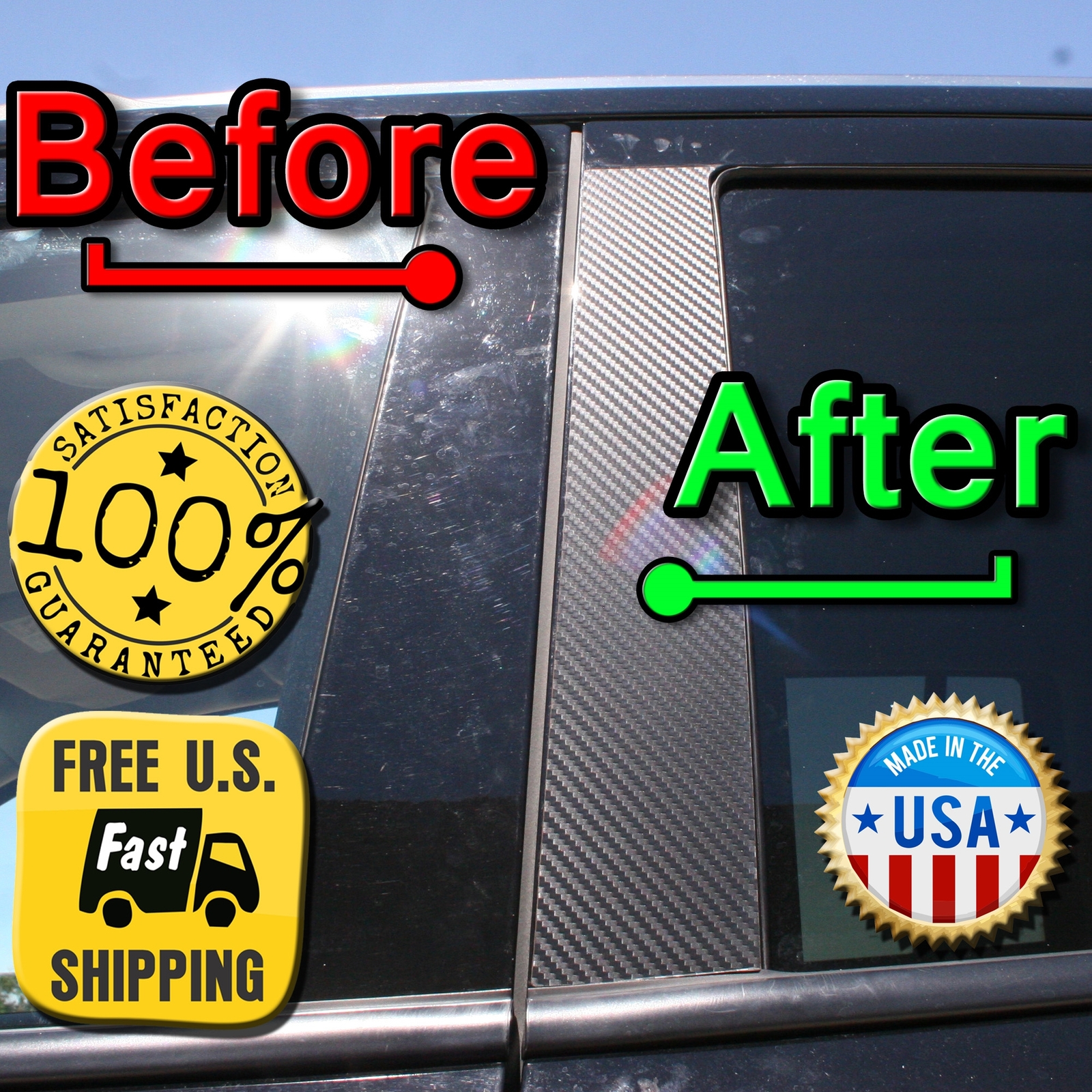 FZJDSD Glossy Black 6pcs Pillar Posts Door Window Trim Compatible with Chevy Impala 2014 2015 2016 2017 2018 2019 2020, Moldings - Canada
