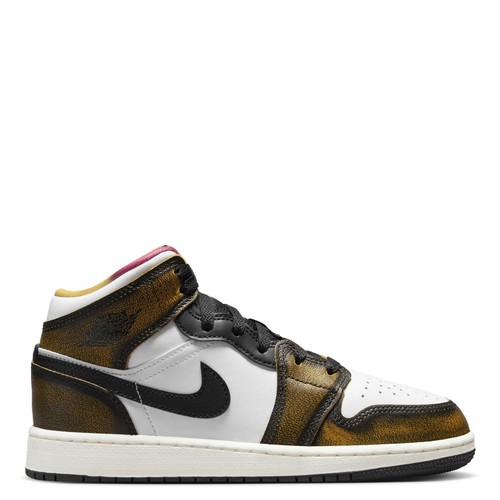 

[DQ8418-071] Air Jordan Retro 1 Mid SE Orange Wear Away (GS) для начальной школы, Black/white/sail/taxi