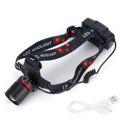 LED Red Light Headlamp Portable USB Adjustable Headlight for Hunting Detecting