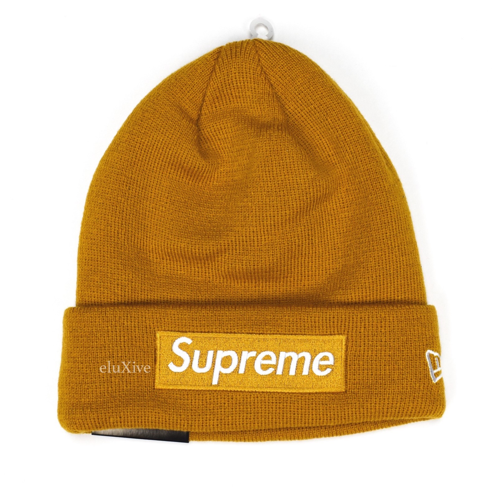 NWT Supreme NY New Era Mustard Yellow Box Logo Beanie Knit NWT Supreme NY New Era Mustard Yellow Box Logo Beanie Knit