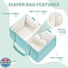 Baby Diaper Caddy Organizer - Portable Nursery Storage Basket for Newborn Essentials, Foldable Diaper Bag Organizer for Baby Shower Gifts and Registry Must-Haves, Car Organizer with Dividers (Blue)