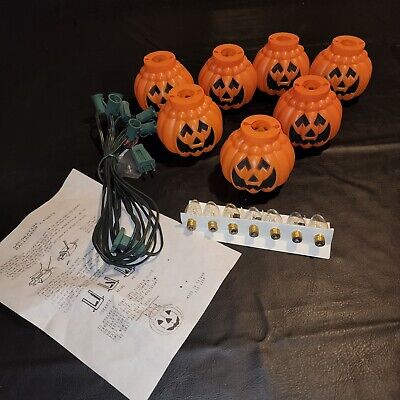 Halloween Blow Mold Pumpkin String Lights Patio 7 Unused