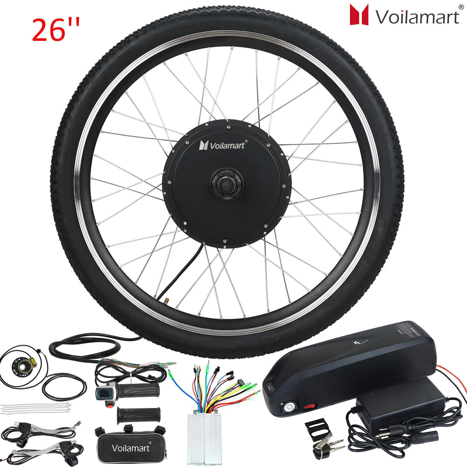 48V 1000W Electric Bicycle Conversion Kit with Battery 26