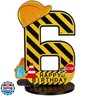 MiniInflat Construction 6th Birthday Number Sign Centerpiece Truck 6th Sign Construction Birthday Party Supplies Wooden Excavator Hat 6 Years Old Number for Boys Anniversary