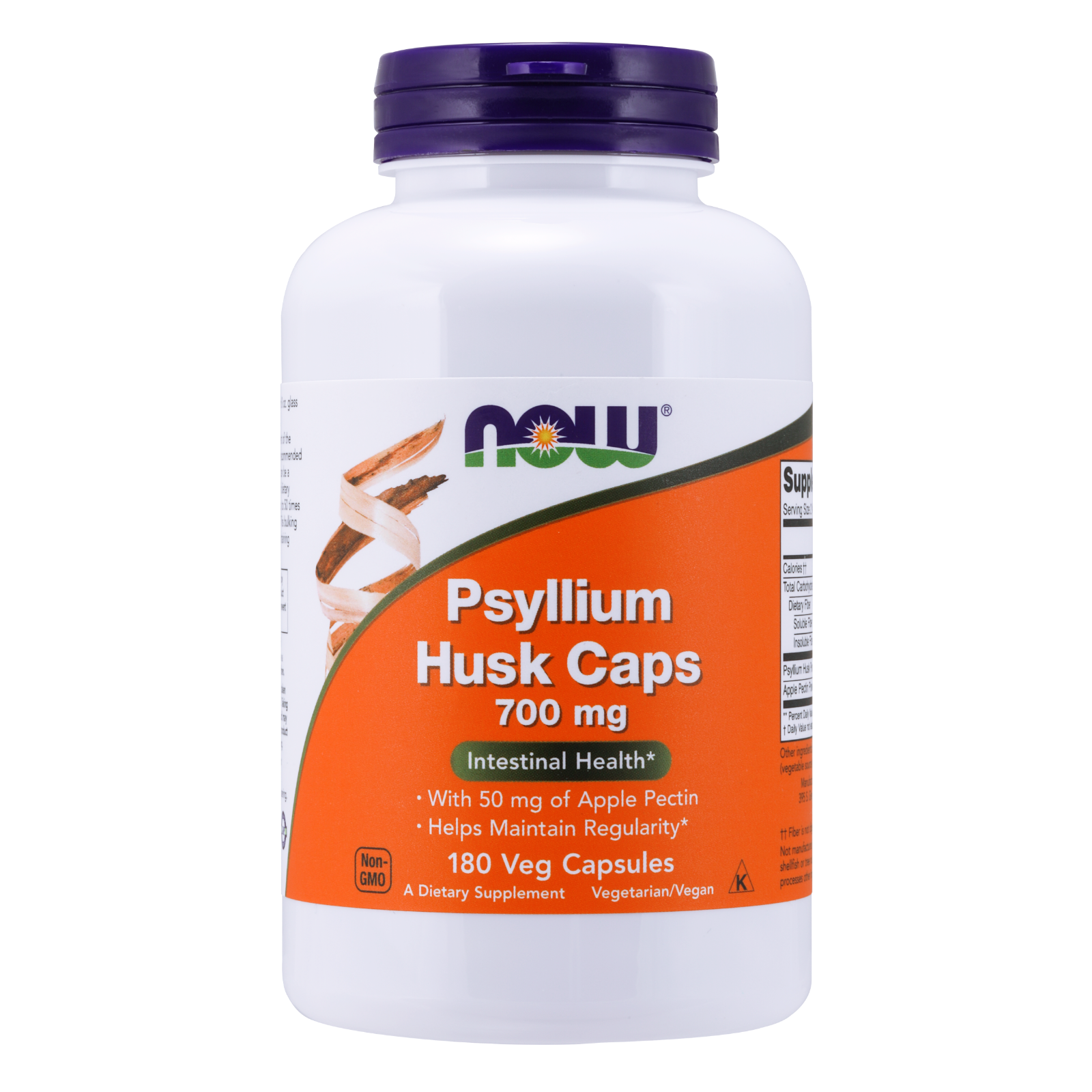 NOW Foods Шелуха подорожника, 700 мг, 180 растительных капсул