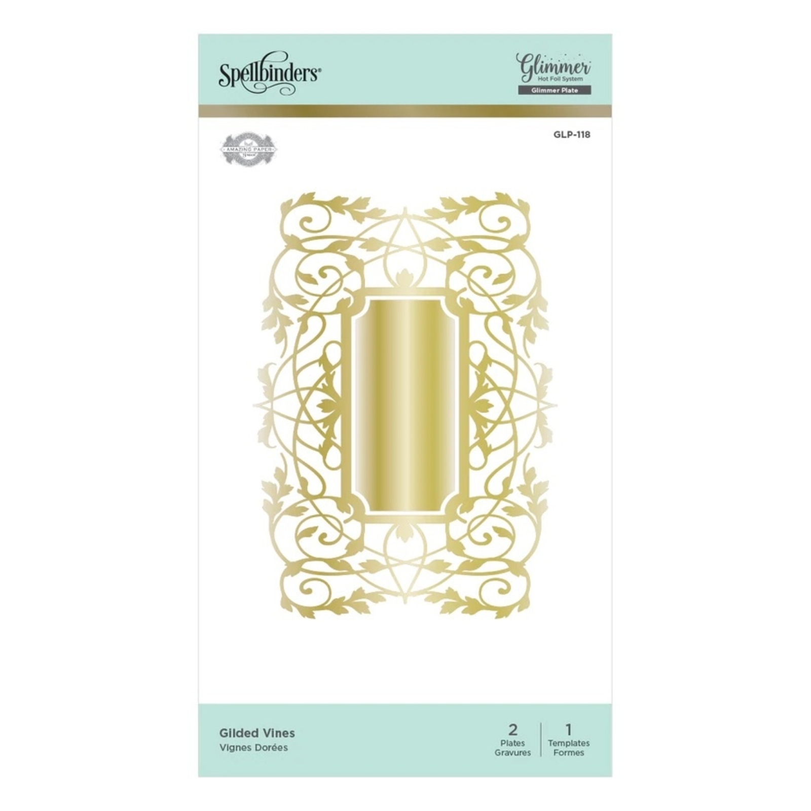 Spellbinders Glimmer Heißfolienstempel - Vintage-Rahmen (vergoldete Ranken)