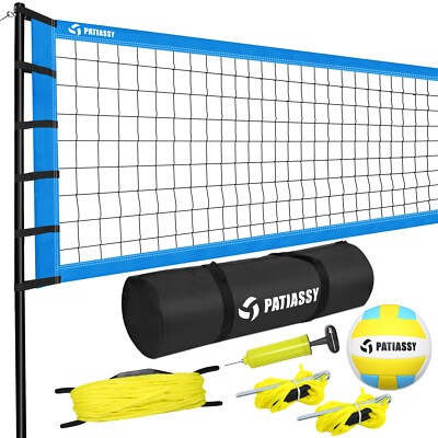 Professional Volleyball Net Set Heavy Duty Portable with Poles Ball Pump Outdoor