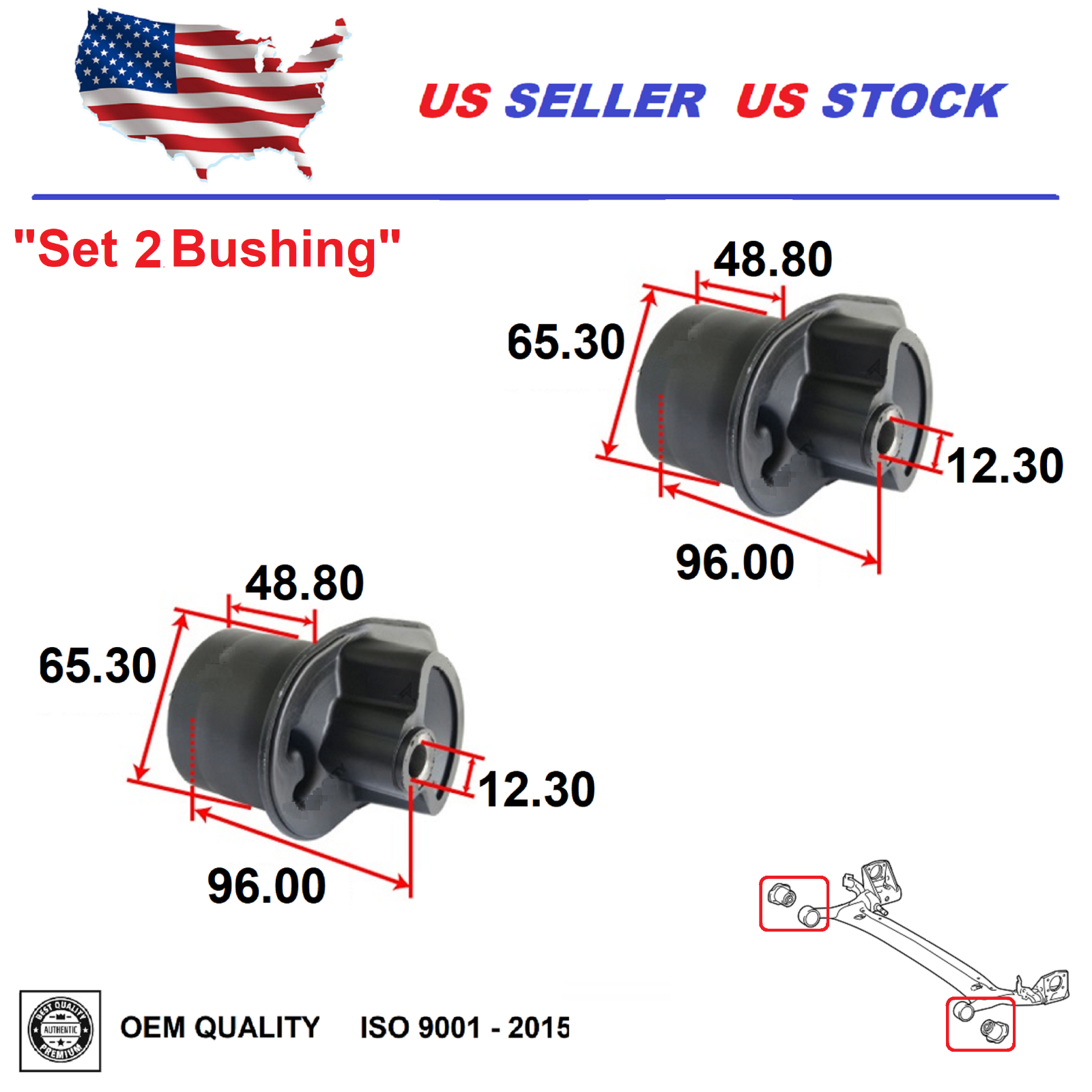Rear Crossmember Bushing for Toyota COROLLA MATRIX 2003-2008 Set Pair OE QUALITY