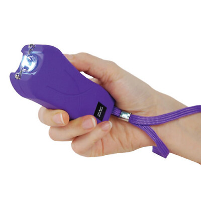 80 Mill Runt Stun Gun Purple Rechargeable Flashlight Women Self Defense Holster