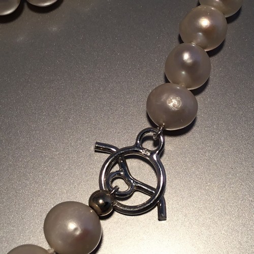 Pre-owned Simon Sebbag 925 Sterling Silver 10 Mm White Pearl Necklace 25”