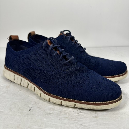 COLE HAAN Zero Grand ネイビー スニーカー 8W 25.5 Cole Haan Zerogrand Blue Stitchlite Wingtip Oxford Dress