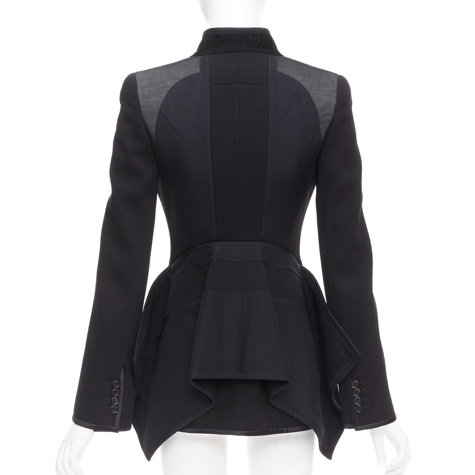 ジャケット GIVENCHY Pleated back blazer Black GIVENCHY 2012 Runway black structural sheer overlay peplum