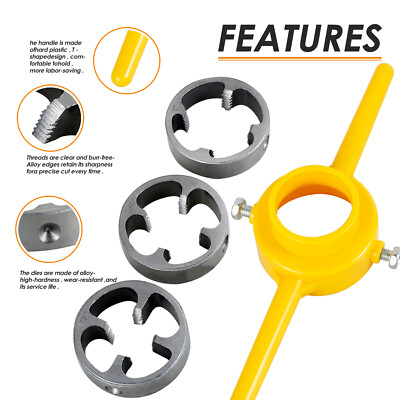 6X PVC Thread Maker Tool Pipe Threader with 1/2'' 3/4'' 1'' Dies Pipe Threader〼Tool