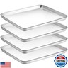 CEKEE Baking Sheet Set of 4, Stainless Steel Cookie Sheet and Baking Pan Tray, Toaster Oven Tray, Baking Pan Set, Rectangle Size 16 x 12 x 1 inch, Non Toxic, Mirror Finish and Rust Free, Dishwasher Safe