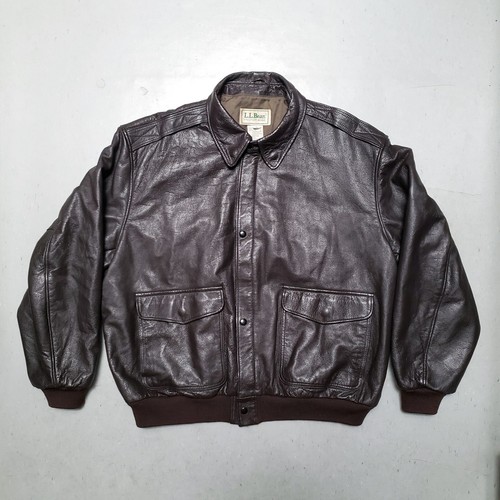 Authentic“羊革leather “LL”短丈“bomber jacket LL Bean Goatskin Leather A2 Flight Bomber Jacket Black USA