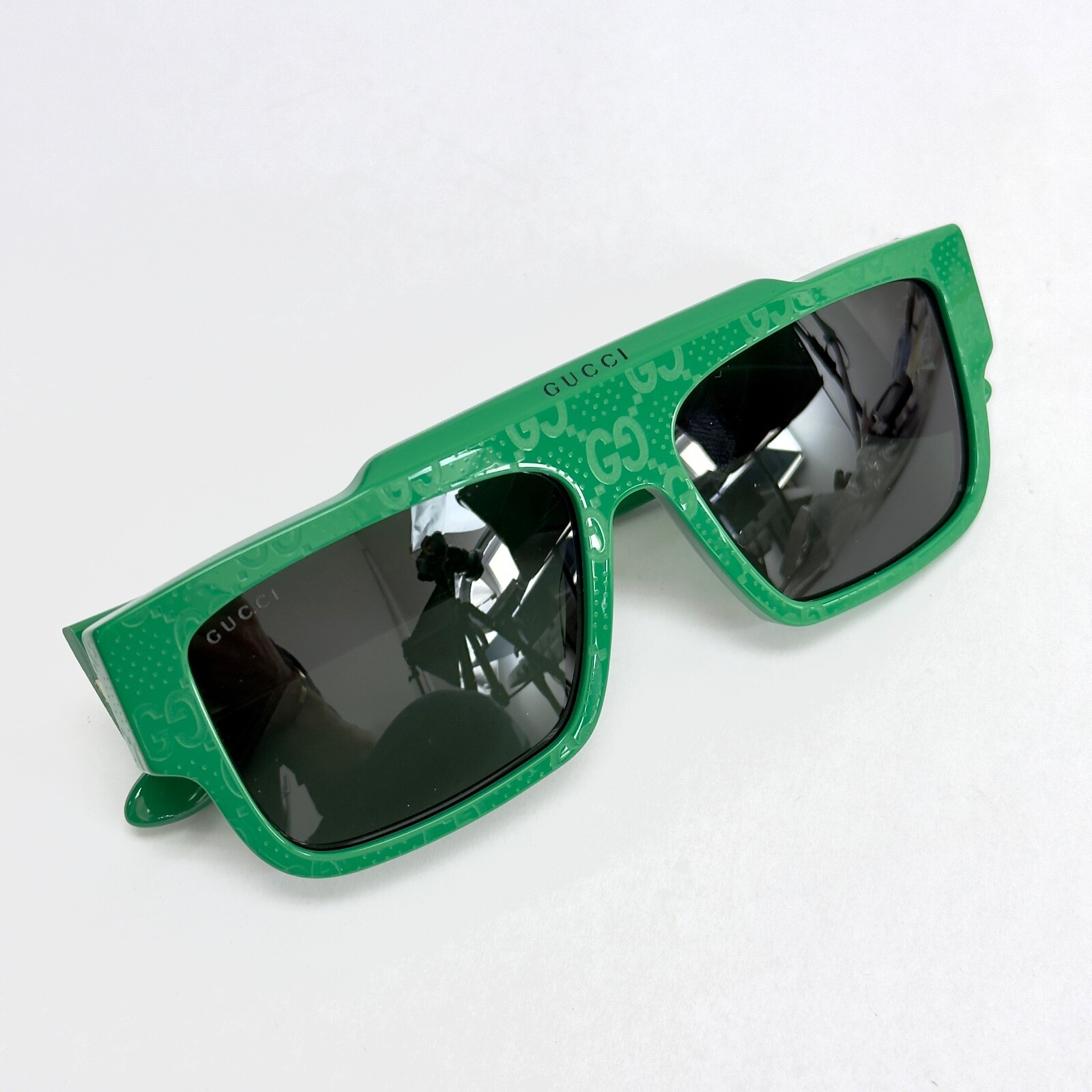 Pre-owned Gucci 1460 Green Gg Logo Print Sport Aviator Gg1460s Unisex Sunglasses 007
