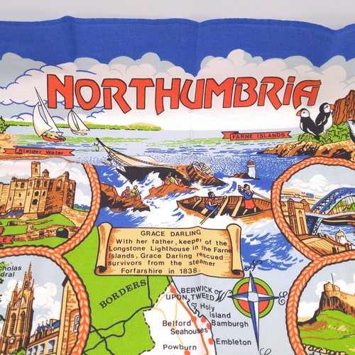 Northumbria Informational Souvenir Cloth Map Wall Hanging 19