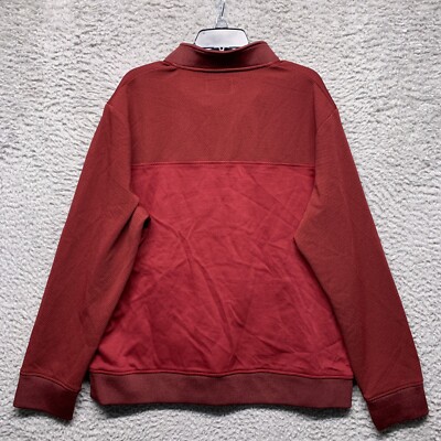 Perry Eliis Shirt Mens XXL 2XL Red Maroon Long Sleeve Quarter Zip Textured