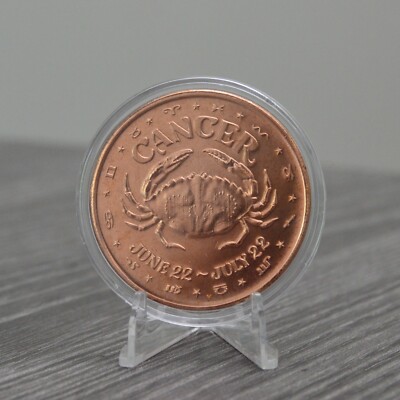 Cancer Zodiac Astrology Token 1 oz Pure Copper Collectible Coin in Capsule
