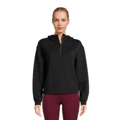 Avia Women's  Seamed Quarter Zip Hoodie Black Soot Plus Size XXL (20)