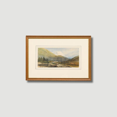 19th Century Watercolour - Looking to the Mountain Tops