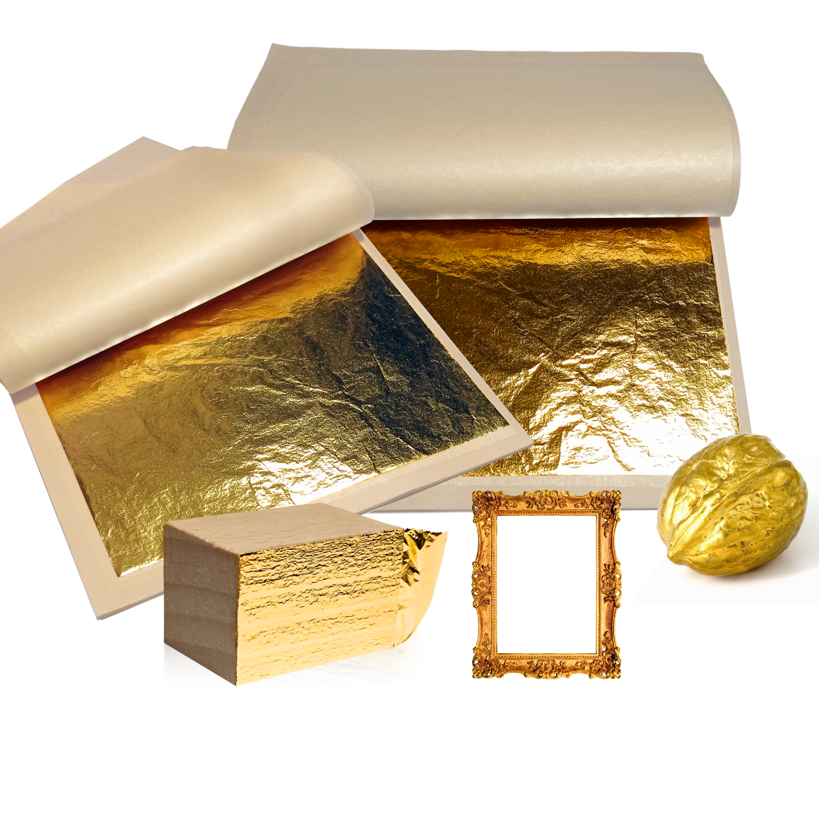 25 Blatt Blattgold Goldfolie Folienpapier 14 x 14cm Vergoldung Goldpapier Folie