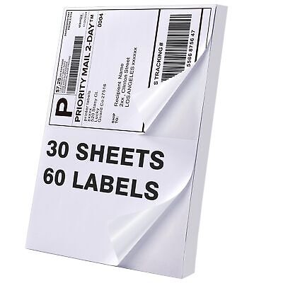 60 Label Paper for Printer 8.5'' x 5.5'' Half Sheet Shipping Labels Self Adhesi...