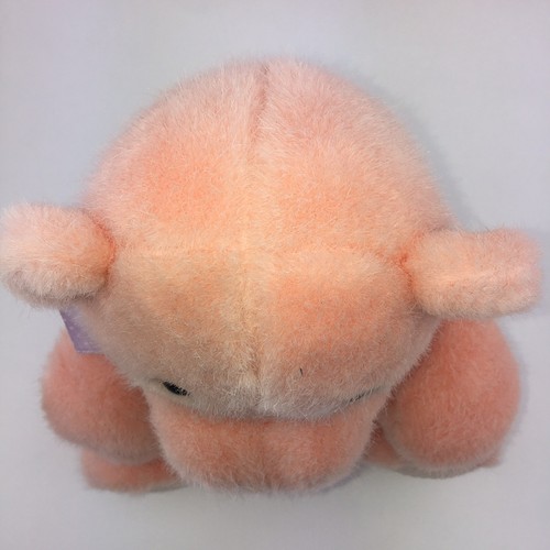 Vintage Dakin Hippo Plush with Rattle Baby Toy Peach Pink Stuffed Animal