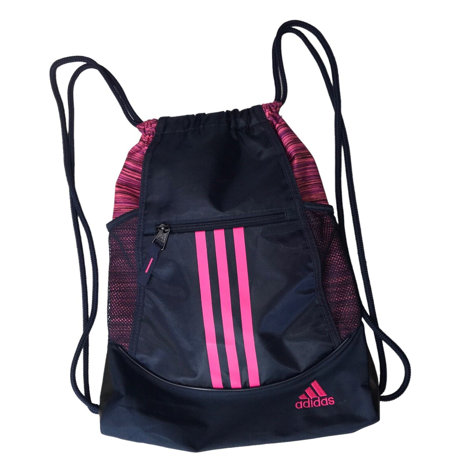 ADIDAS Drawstring Athletic Gym Bag. Dark Blue with Pink Stripes Zippered Pouch | eBay ADIDAS Drawstring Athletic Gym Bag. Dark Blue with Pink Stripes Zippered Pouch | eBay