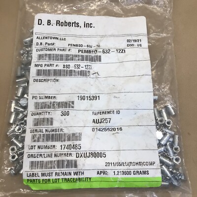 Qty= 300: D.B. Roberts,BS0-632-12ZI, Self-Clinching Blind Fasteners, BS. Metric