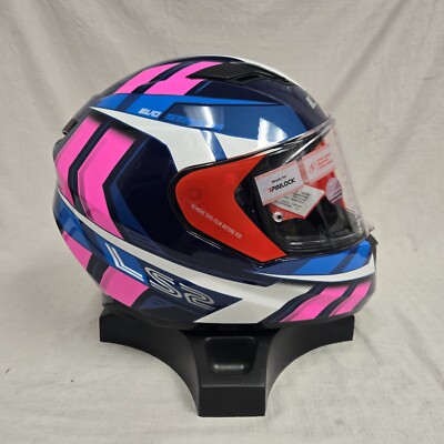 LS2 Stream Motorcycle Helmet Loop Blue Pink White Blue MD *CLOSEOUT Was $139.98*