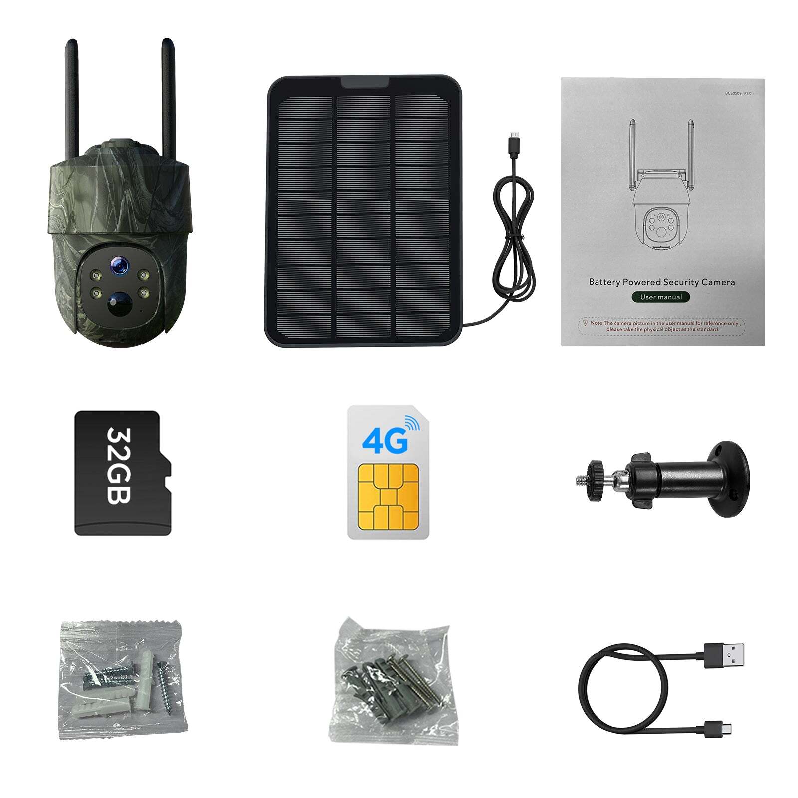 4G LTE Solar Trail Camera 2K PTZ Hunting Game Security Camera IP66 with SIM Card