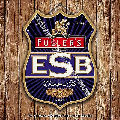 Fuller's ESB Ale Beer Advertising Bar Old Pub Metal Pump Badge Shield Steel Sign