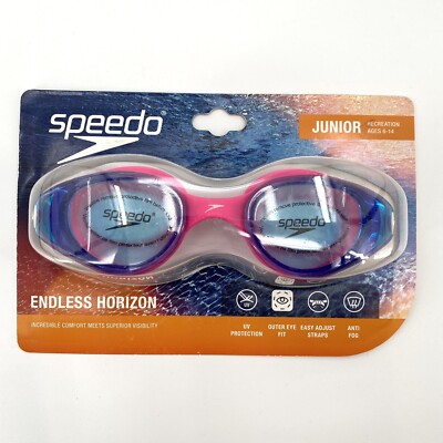 Speedo Swimming Goggles Anti Fog UV Protection Junior Endless Horizon Pink Blue