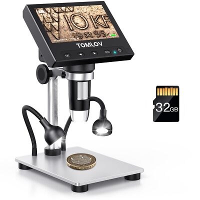 TOMLOV 1000X Error Coin Microscope with 4.3'' LCD Screen, USB Digital Microsco...