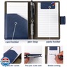 Blue Index Card Holder PU Leather 3x5 Note Card Holder Wallet Portable Pocket Notepad with Pen Holder Magnetic Index Card Case with Card Solt 20 Pcs Ruled Note Cards For Record Meetings (No Pen)