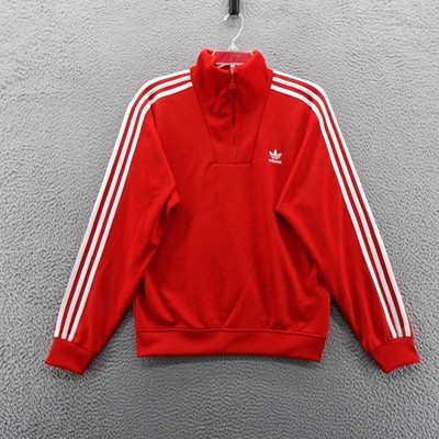 Adidas Originals Mens Funnelneck Track Top Red Quarter Zip Jacket Small NEW