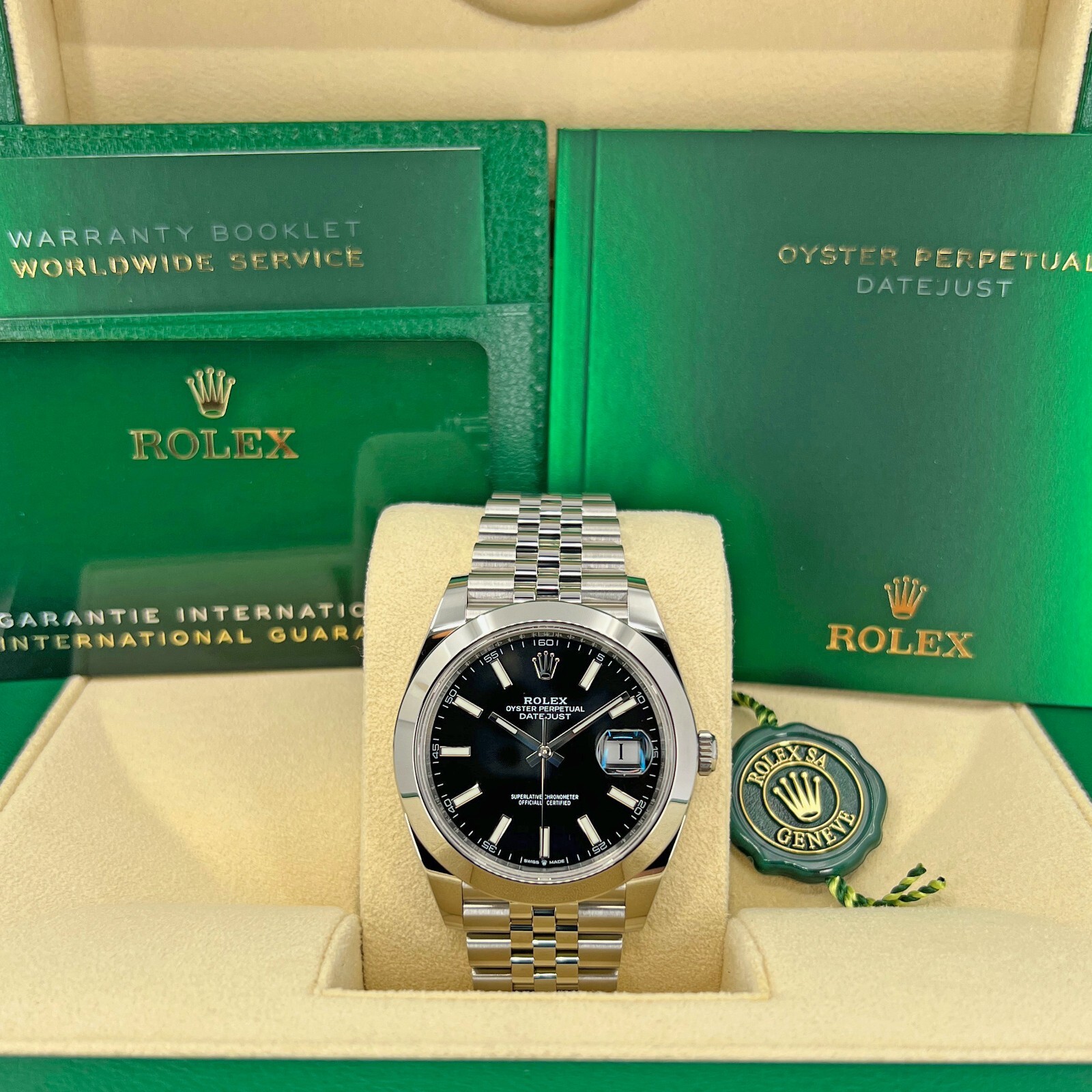 Pre-owned Rolex Datejust 41mm Black Dial, Jubilee, 126300-0012, Unworn, Complete, 2023