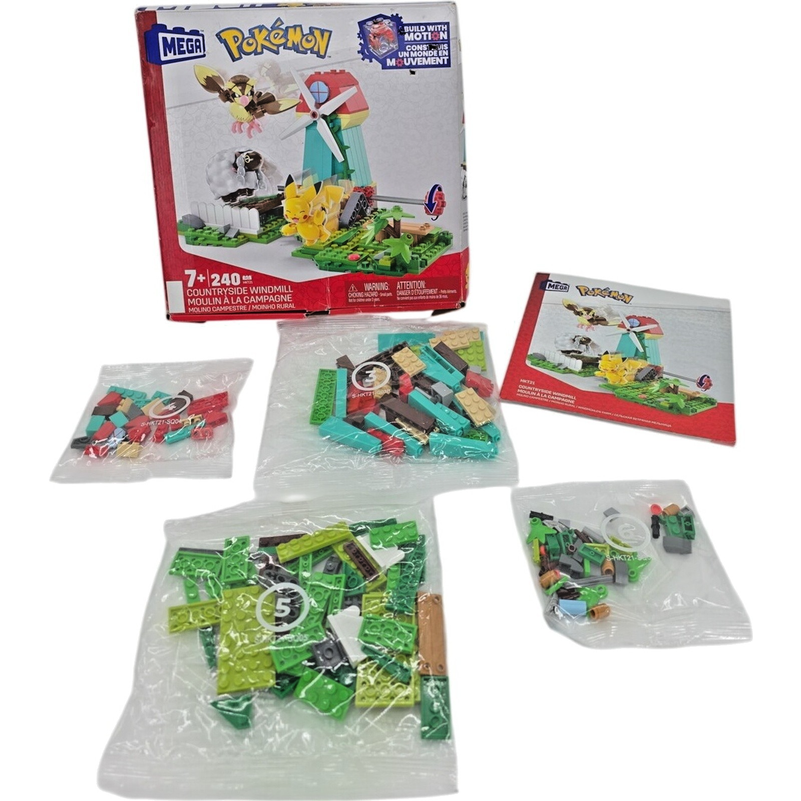 Mega Pokemon Countryside Windmill HKT21 Building Set Incomplete