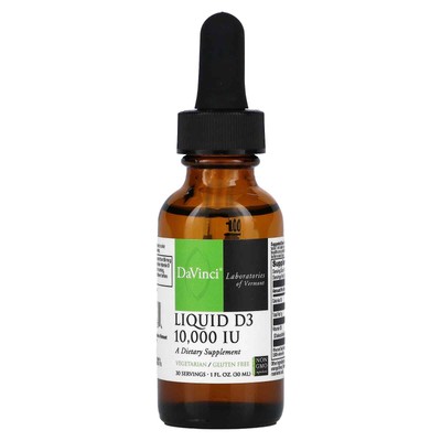 2 X DaVinci Laboratories of Vermont, Liquid D3, 10,000 IU, 1 fl oz (30 ml)